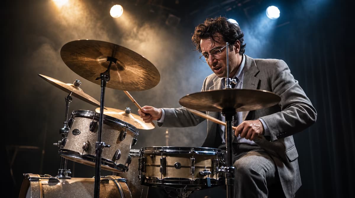 Jazz Drummer Performing on Stage 